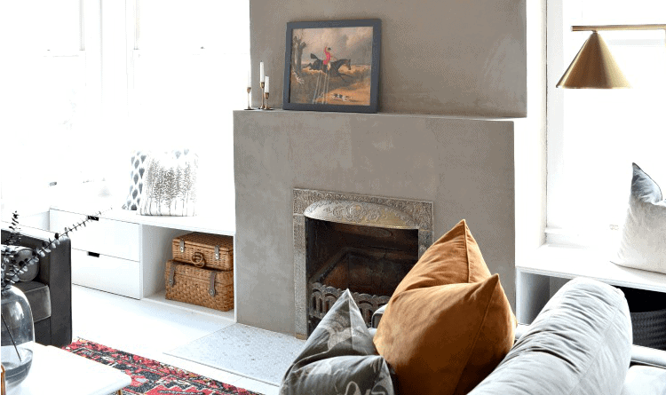 installing spanish plaster fireplace