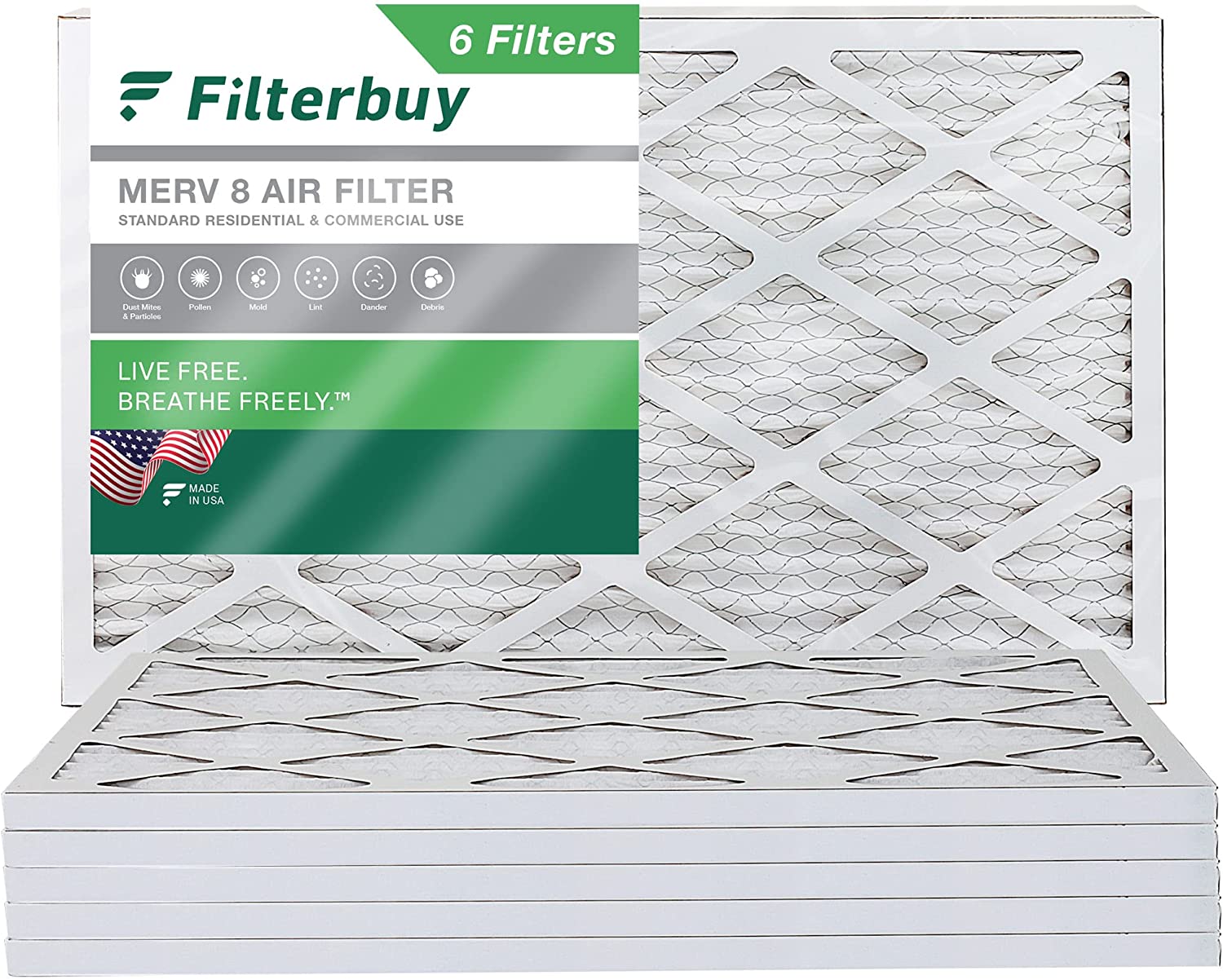 Filterbuy 14x25x1 Air Filter MERV 8