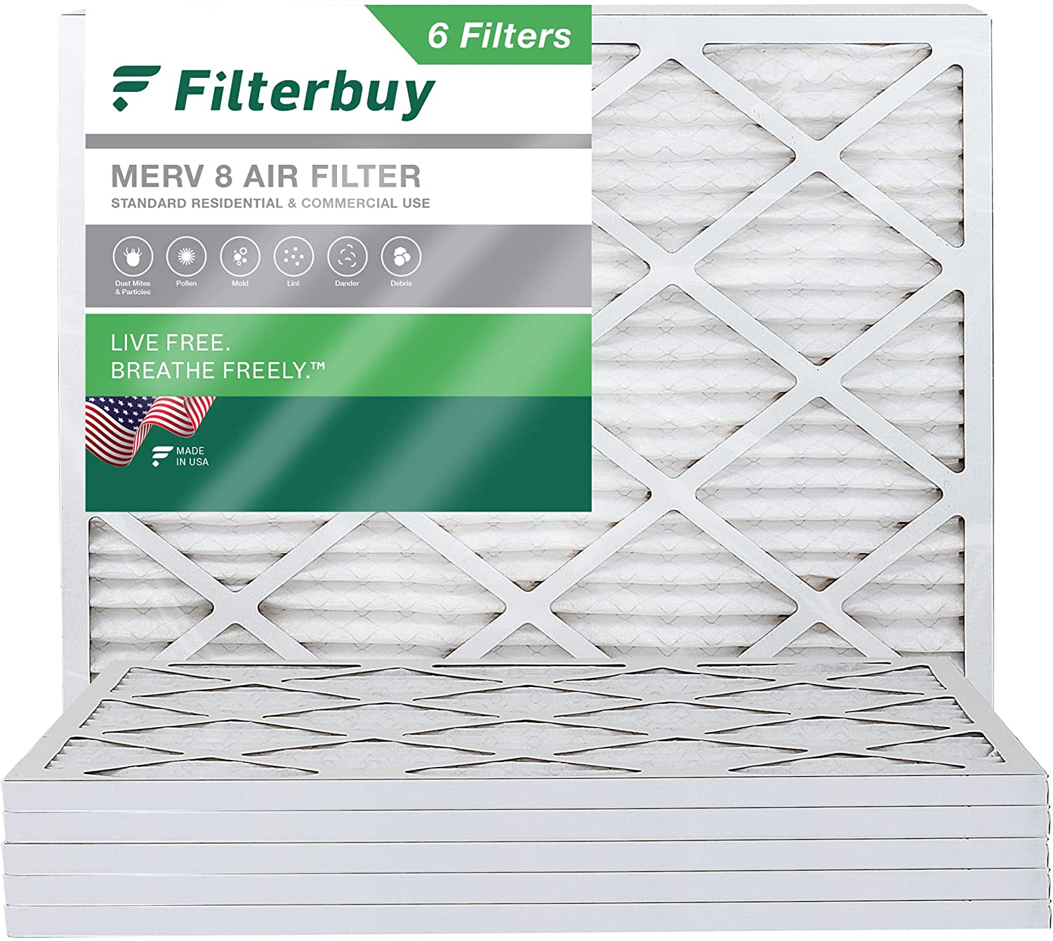 Filterbuy 16x20x1 Air Filter MERV 8