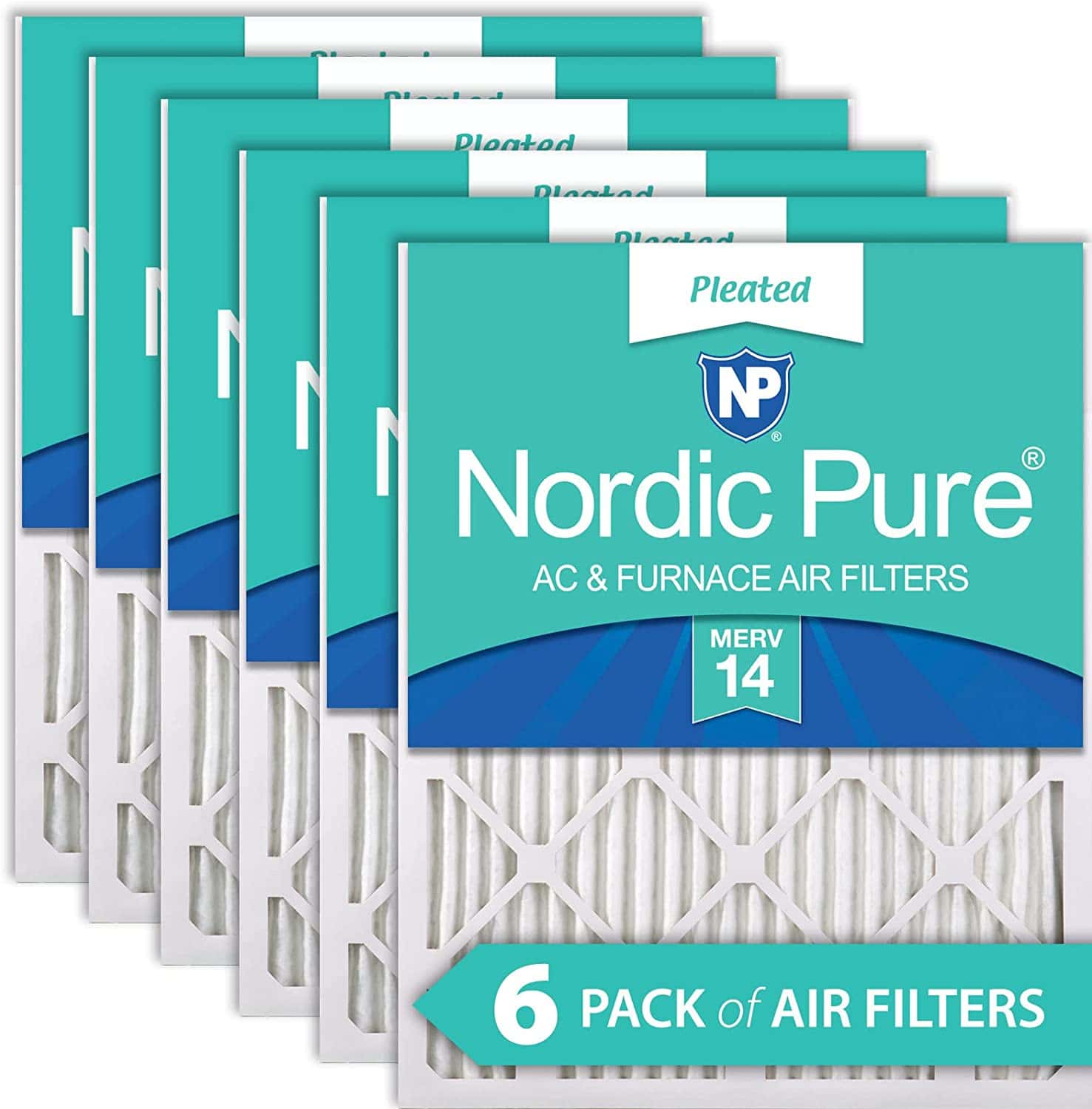 Nordic Pure 16x25x1 MERV 14 Pleated AC Furnace Air Filters 6 Pack