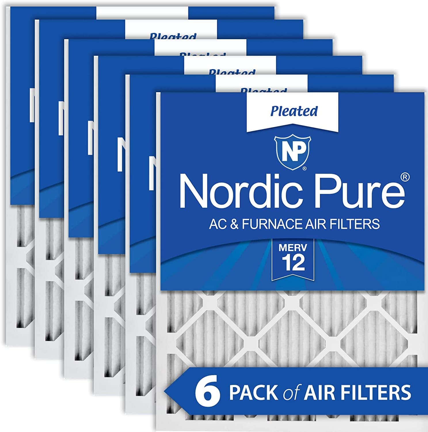 Nordic Pure 20x20x1 MERV 12 Pleated AC Furnace Air Filters 6 Pack