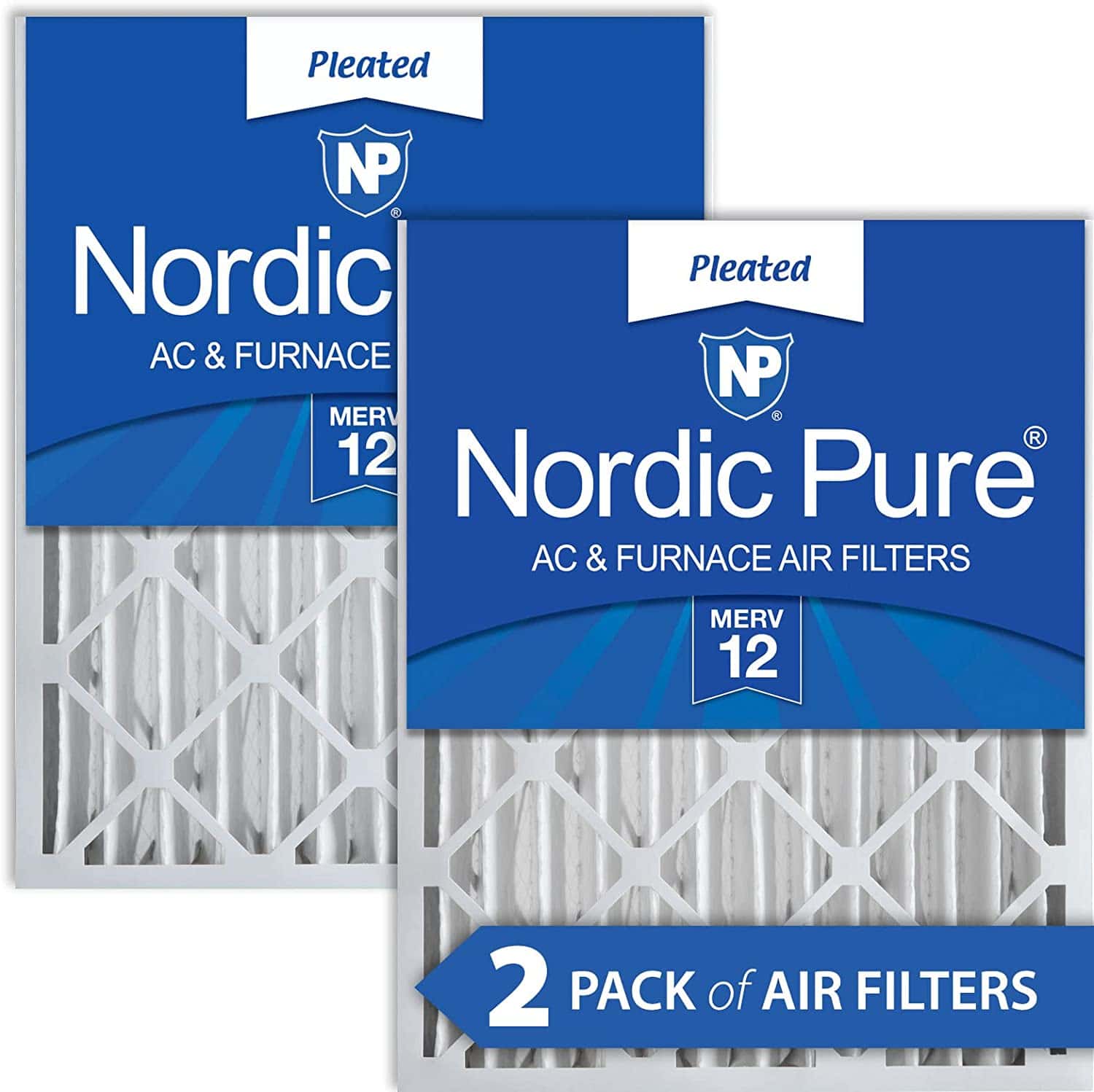 Nordic Pure 20x25x4 MERV 12 Pleated AC Furnace Air Filters 2 Pack